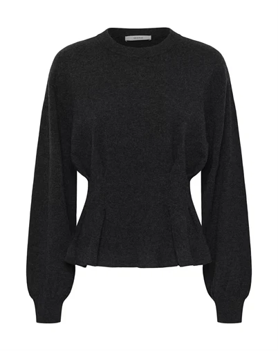 Gestuz - GZManzi Waist Pullover Strik - Deep Graphite Melange